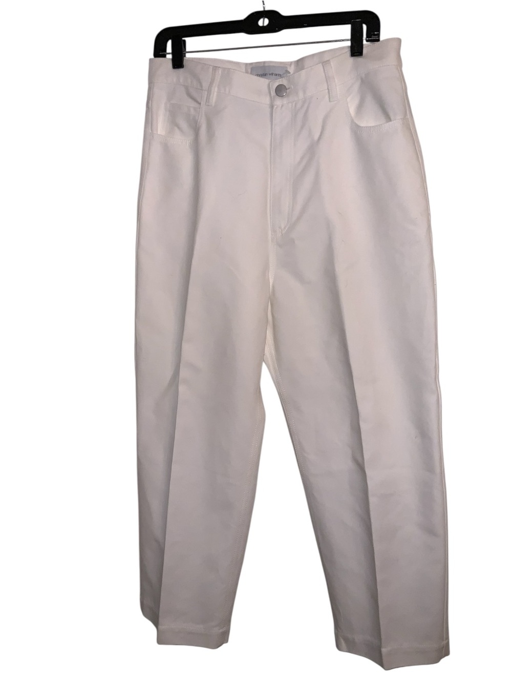 New Christian Wijnants White Cotton Cropped Pants Size 40 EU High Rise 5 Pocket